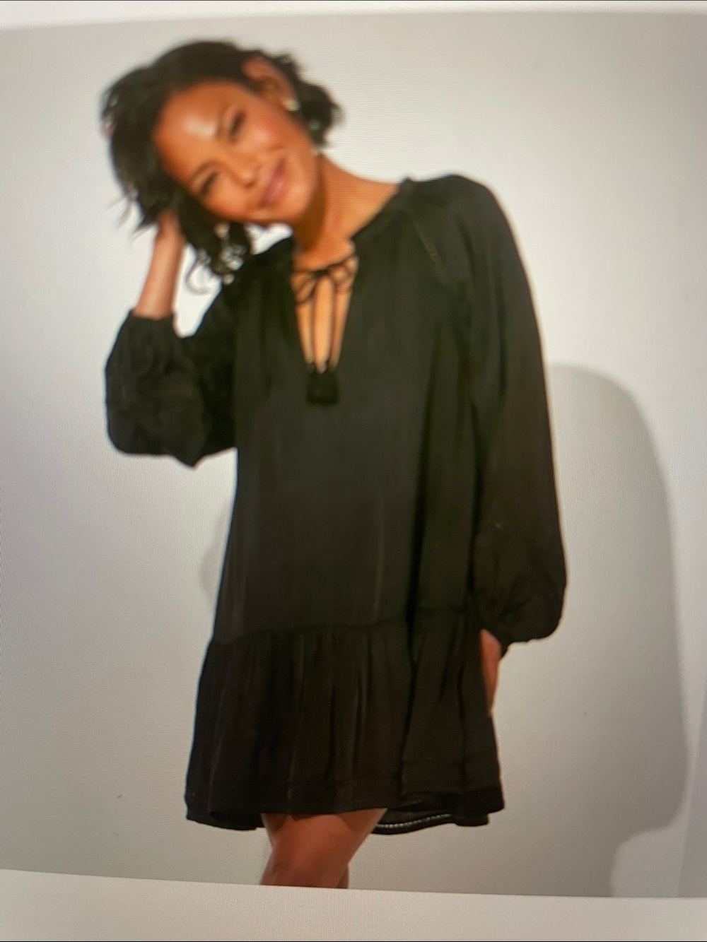 Cleobella Rose black satin mini dress sz L